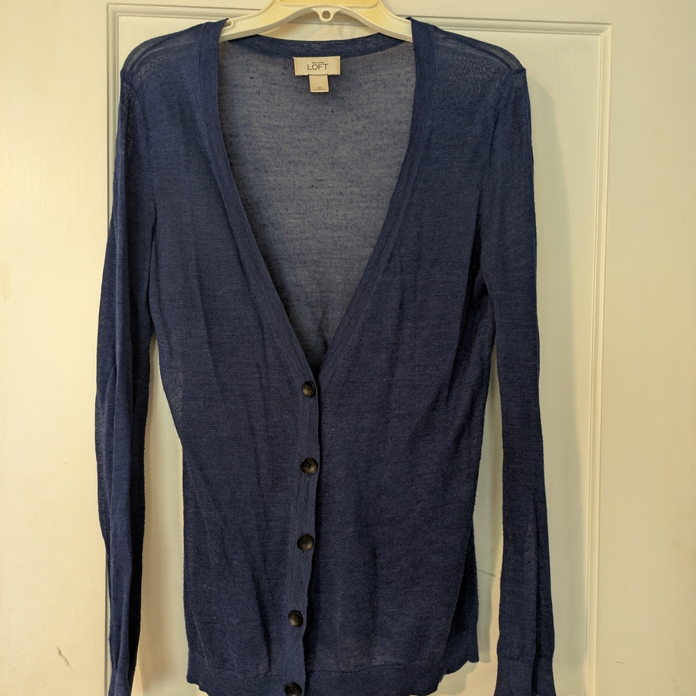 LOFT Women's Blue Cardigan Sweater
